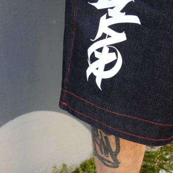 Shorts in jeans blu dettagli rossi  - Streetwear & Dancewear