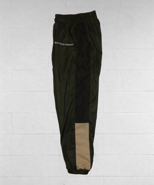 Black & Beige Stripe Green Spin Pants 