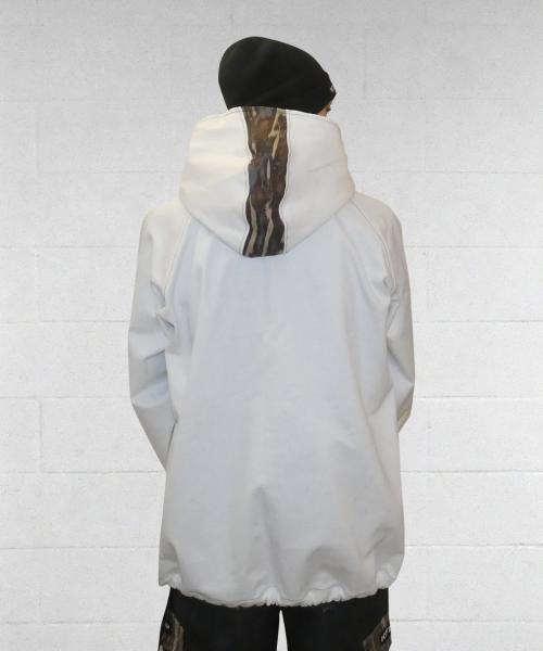 White jeans Prama Roots jacket with zip hood and pocket