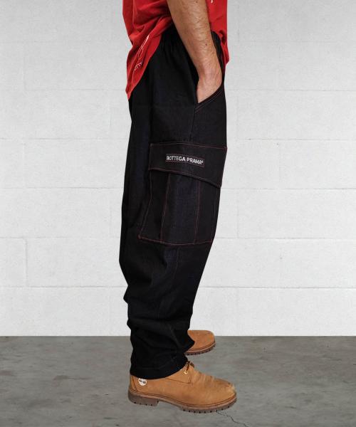 Dark Blue Red Cargo Baggy