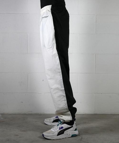 Double Color Spin Pants White Black