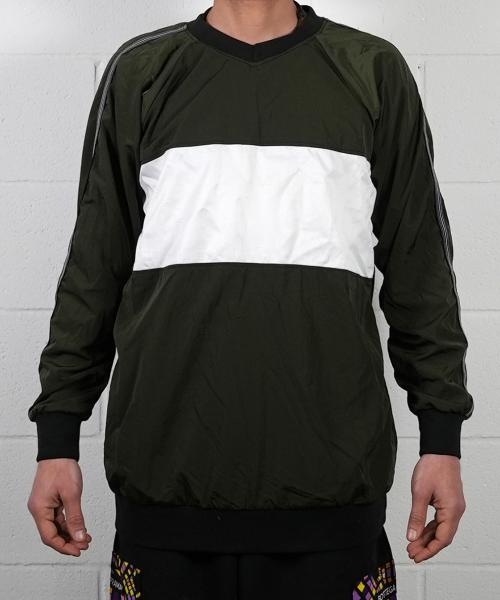 Dark Green Stirpes Longsleeve Vneck Spinshirt